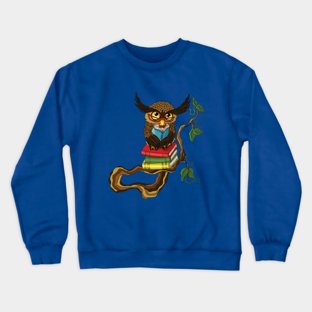 Mr. Books Owl Crewneck Sweatshirt by tigressdragon